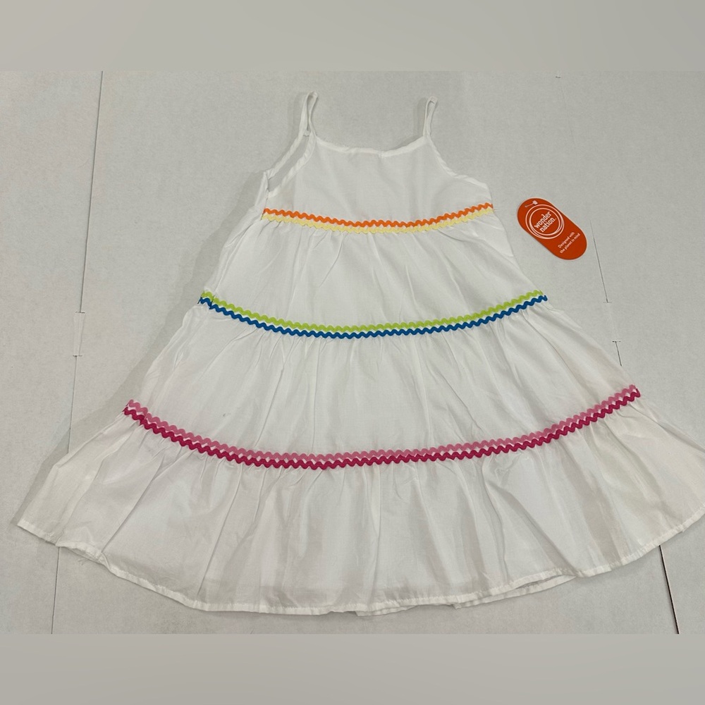 Wonder Nation Toddler Girls Cotton Sleeveless Tiered Sundress with Ric Rac Trim